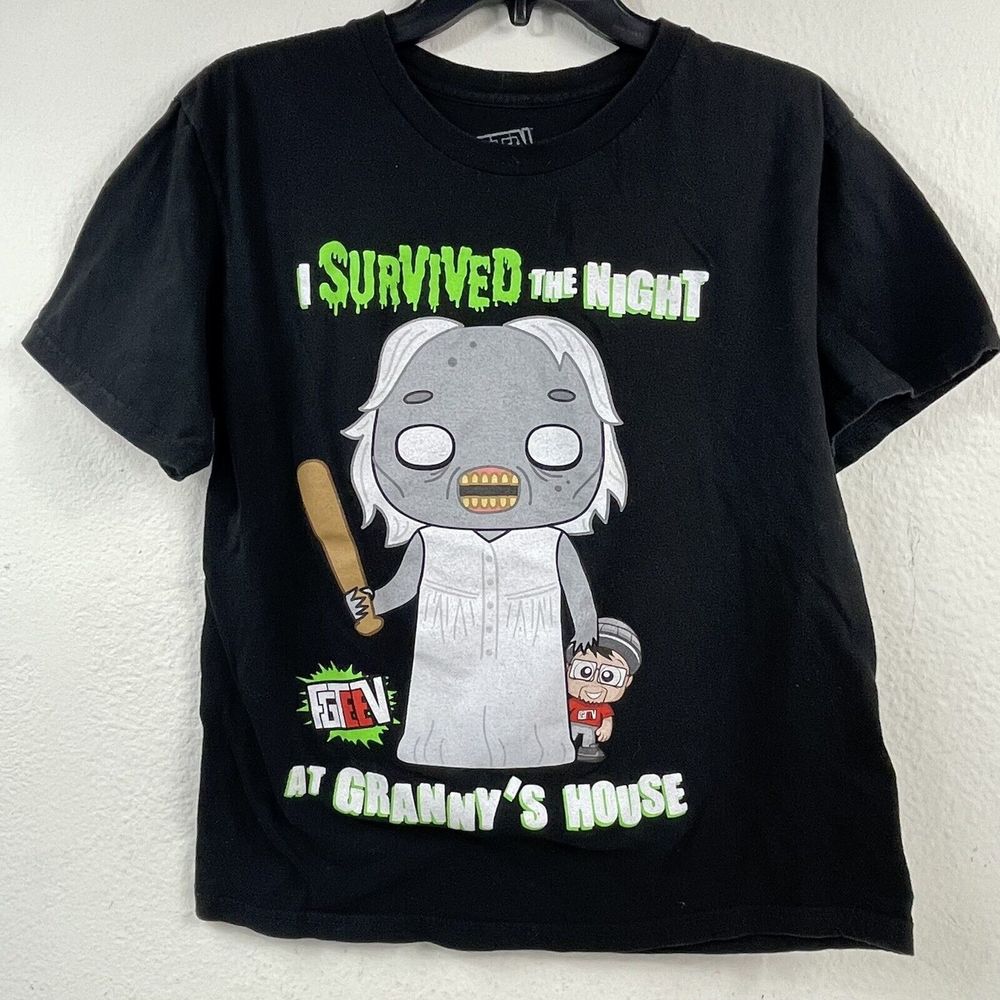 FGTEEN I Survived The Night At Grannys House Boys T Shirt Size XL Black